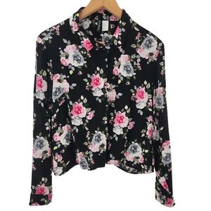 Divided H&M Floral Button Up Long Sleeve Shirt